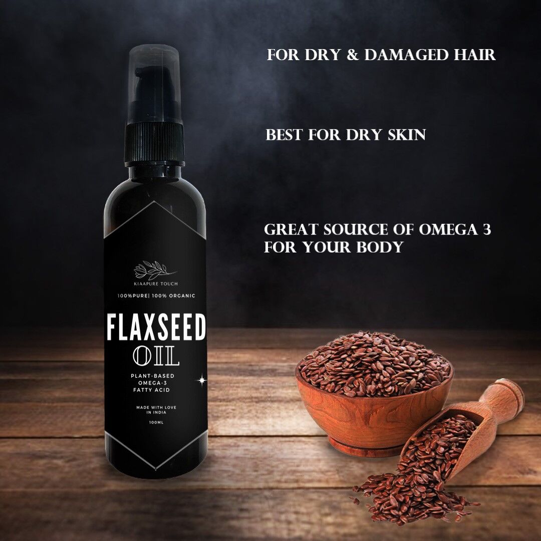 Cold Pressed Flax Seed Oil for Skin and Hair Care : Kiaapure Touch